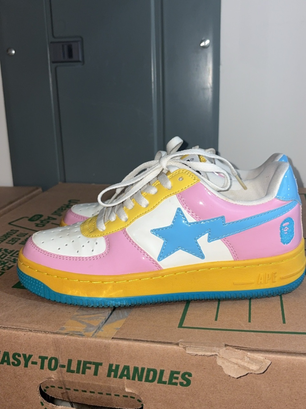 Colorblock Athletic Shoe in Pink, Blue & Yellow